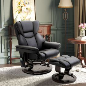 Massage Recliner Chair with Ottoman, 10 Vibration Points, Adjustable Backrest, Remote, Black